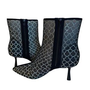 INC Black Silver Women's Ankle Boots Mesh Glitter Glam Party Size 9 Dress Bootie